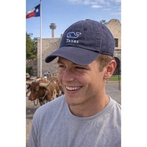 Vineyard Vines Texas Whale Logo Navy Blue Baseball Cap Hat Adjustable Strap